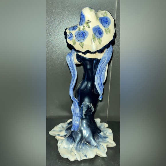 Heather Goldminc vintage woman wearing blue dress and blue flower hat figurine. - Picture 3 of 8